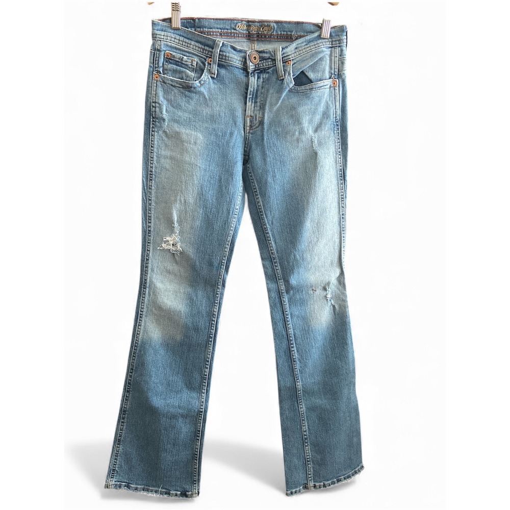 American Eagle vintage Y2K Flare Jeans Distressed Light Wash Size 6